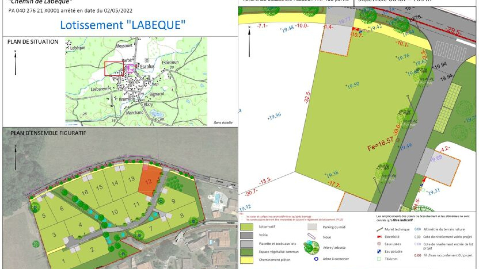 Terrain constructible de 703m2 à Saint-Michel-Escalus